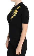 Load image into Gallery viewer, Dolce &amp; Gabbana Elegant Black Silk Floral Polo Top
