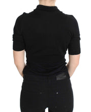 Load image into Gallery viewer, Dolce &amp; Gabbana Elegant Black Silk Floral Polo Top
