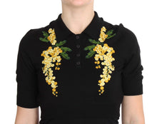 Load image into Gallery viewer, Dolce &amp; Gabbana Elegant Black Silk Floral Polo Top
