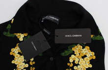 Load image into Gallery viewer, Dolce &amp; Gabbana Elegant Black Silk Floral Polo Top
