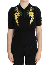 Load image into Gallery viewer, Dolce &amp; Gabbana Elegant Black Silk Floral Polo Top
