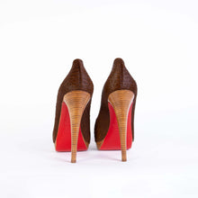 Load image into Gallery viewer, Christian Louboutin Elegant Open Toe Leather Pumps with Wooden Heel
