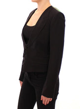 Load image into Gallery viewer, Dolce &amp; Gabbana Elegant Silk-Blend Black Blazer with Scarf Back Detail
