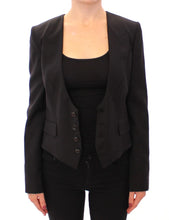 Load image into Gallery viewer, Dolce &amp; Gabbana Elegant Silk-Blend Black Blazer with Scarf Back Detail
