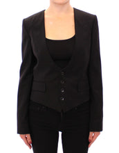 Load image into Gallery viewer, Dolce &amp; Gabbana Elegant Silk-Blend Black Blazer with Scarf Back Detail
