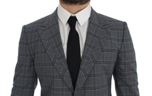 Load image into Gallery viewer, Dolce &amp; Gabbana Blue Checkered Slim Fit Blazer Jacket
