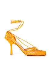 Load image into Gallery viewer, Bottega Veneta Elegant Orange Leather-Trimmed Pumps
