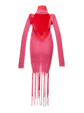 Load image into Gallery viewer, Bottega Veneta Elegant Bicolor Fringed Pencil Dress
