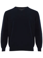 Load image into Gallery viewer, Colombo Navy Blue V-Neck Cashmere Sweater
