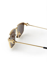 Load image into Gallery viewer, Bottega Veneta Elegant Gold Metal Squared Sunglasses
