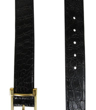 Load image into Gallery viewer, Gucci Gucci Women&#39;s Gold Square Buckle Black Crocodile Belt
