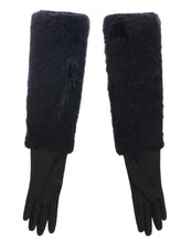 Load image into Gallery viewer, Dolce &amp; Gabbana Black Beaver Fur Lambskin Leather Elbow Gloves
