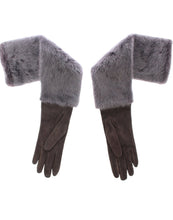 Load image into Gallery viewer, Dolce &amp; Gabbana Gray Mink Fur Lambskin Suede Leather Gloves
