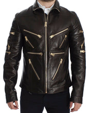 Load image into Gallery viewer, Dolce &amp; Gabbana Brown Lambskin Leather Zipper Jacket
