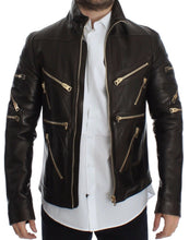 Load image into Gallery viewer, Dolce &amp; Gabbana Brown Lambskin Leather Zipper Jacket
