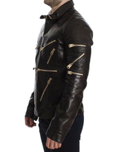 Load image into Gallery viewer, Dolce &amp; Gabbana Brown Lambskin Leather Zipper Jacket
