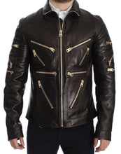 Load image into Gallery viewer, Dolce &amp; Gabbana Brown Lambskin Leather Zipper Jacket
