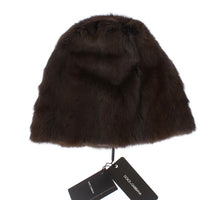 Load image into Gallery viewer, Dolce &amp; Gabbana Brown Weasel Fur Womens Cashmere Hat Beanie
