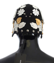 Load image into Gallery viewer, Dolce &amp; Gabbana Elegant Black Floral Wool Cloche Hat
