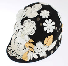 Load image into Gallery viewer, Dolce &amp; Gabbana Elegant Black Floral Wool Cloche Hat
