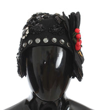 Load image into Gallery viewer, Dolce &amp; Gabbana Elegant Black Crystal-Adorned Cloche Hat
