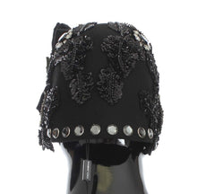 Load image into Gallery viewer, Dolce &amp; Gabbana Elegant Black Crystal-Adorned Cloche Hat
