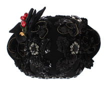 Load image into Gallery viewer, Dolce &amp; Gabbana Elegant Black Crystal-Adorned Cloche Hat
