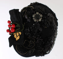 Load image into Gallery viewer, Dolce &amp; Gabbana Elegant Black Crystal-Adorned Cloche Hat
