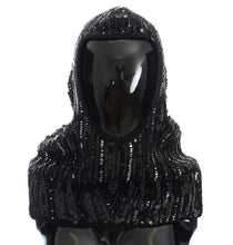 Load image into Gallery viewer, Dolce &amp; Gabbana Elegant Black Sequined Hooded Scarf Wrap
