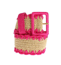 Load image into Gallery viewer, Dolce &amp; Gabbana Pink Raffia Woven Wide Belt
