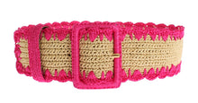 Load image into Gallery viewer, Dolce &amp; Gabbana Pink Raffia Woven Wide Belt
