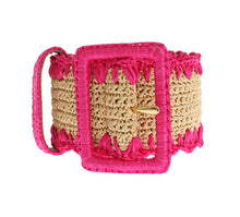 Load image into Gallery viewer, Dolce &amp; Gabbana Pink Raffia Woven Wide Belt
