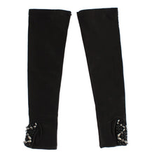 Load image into Gallery viewer, Dolce &amp; Gabbana Elegant Black Crystal Beaded Leather Gloves
