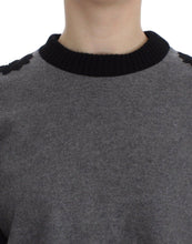 Load image into Gallery viewer, Dolce &amp; Gabbana Gray Black Lace Wool Cashmere Sweater
