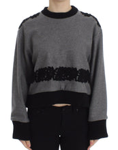 Load image into Gallery viewer, Dolce &amp; Gabbana Gray Black Lace Wool Cashmere Sweater
