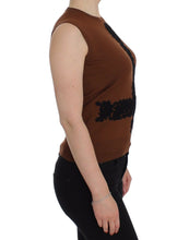 Load image into Gallery viewer, Dolce &amp; Gabbana Brown Wool Black Lace Vest Sweater Top
