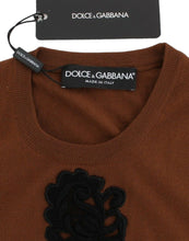 Load image into Gallery viewer, Dolce &amp; Gabbana Brown Wool Black Lace Vest Sweater Top
