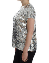 Load image into Gallery viewer, Dolce &amp; Gabbana Silver Sequined Crewneck Blouse T-shirt Top
