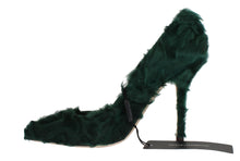 Load image into Gallery viewer, Dolce &amp; Gabbana Elegant Green Xiangao Fur Leather Pumps
