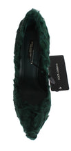 Load image into Gallery viewer, Dolce &amp; Gabbana Elegant Green Xiangao Fur Leather Pumps
