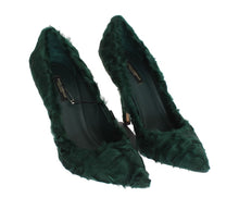 Load image into Gallery viewer, Dolce &amp; Gabbana Elegant Green Xiangao Fur Leather Pumps
