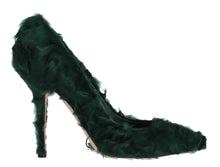 Load image into Gallery viewer, Dolce &amp; Gabbana Elegant Green Xiangao Fur Leather Pumps
