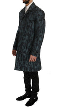 Load image into Gallery viewer, Dolce &amp; Gabbana Blue Camouflage Trench Coat Elegance
