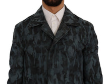 Load image into Gallery viewer, Dolce &amp; Gabbana Blue Camouflage Trench Coat Elegance
