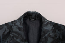 Load image into Gallery viewer, Dolce &amp; Gabbana Blue Camouflage Trench Coat Elegance
