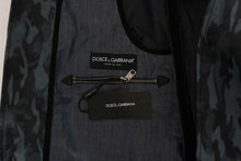Load image into Gallery viewer, Dolce &amp; Gabbana Blue Camouflage Trench Coat Elegance
