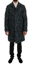 Load image into Gallery viewer, Dolce &amp; Gabbana Blue Camouflage Trench Coat Elegance
