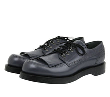 Load image into Gallery viewer, Gucci Gucci Men&#39;s Fringed Brogue Bluish Gray Leather Lace-up Shoes
