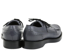 Load image into Gallery viewer, Gucci Gucci Men&#39;s Fringed Brogue Bluish Gray Leather Lace-up Shoes
