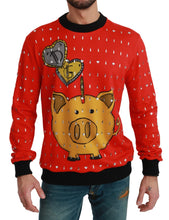 Load image into Gallery viewer, Dolce &amp; Gabbana Elegant Red Crystal-Embellished Pullover Sweater
